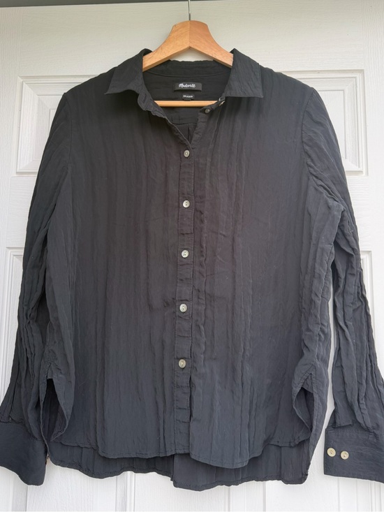 Madewell Tops - Madewell Black Crinkled Button-Front Shirt